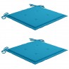 Cadeiras de jardim c/ almofadões azuis 2 pcs teca maciça 5