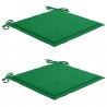 Cadeiras de jardim c/ almofadões verdes 2 pcs teca maciça 5