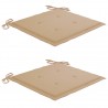 Silla mecedora de madera maciza de teca con cojín beige 5