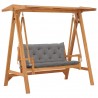 Banco columpio madera maciza de teca con cojín gris 170 cm 1