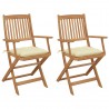 Cadeiras de jardim dobráveis c/ almofadões 2 pcs acácia maciça 1
