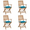 Sillas de jardín plegables 4 uds y cojines madera maciza acacia 1