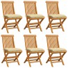 Cadeiras de jardim c/ almofadões branco nata 6 pcs teca maciça 1