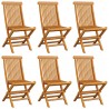 Cadeiras de jardim c/ almofadões verdes 6 pcs teca maciça 3