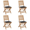 Cadeiras de jardim dobráveis c/ almofadões 4 pcs acácia maciça 1