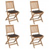Cadeiras de jardim dobráveis c/ almofadões 4 pcs acácia maciça 1