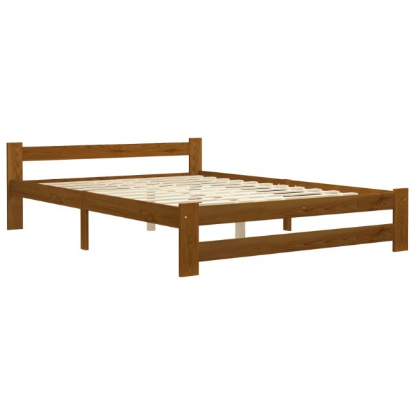 Estructura de cama madera maciza pino marrón miel 120x200 cm M 2