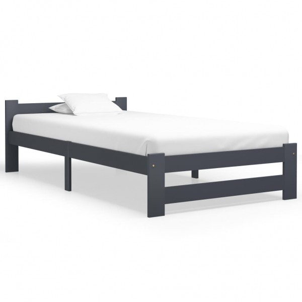 Estructura de cama madera maciza de pino gris oscuro 100x200 cm D