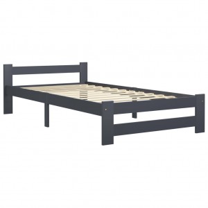 Estrutura de cama 100x200 cm pinho maciço cinzento-escuro H