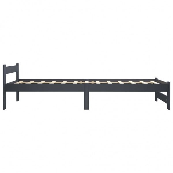 Estructura de cama madera maciza de pino gris oscuro 100x200 cm M 4