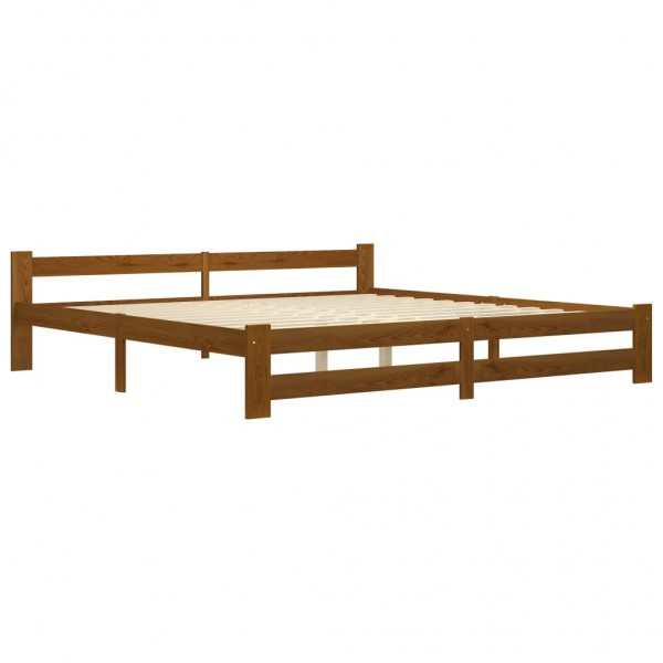 Estructura de cama madera maciza pino marrón miel 200x200 cm M 2