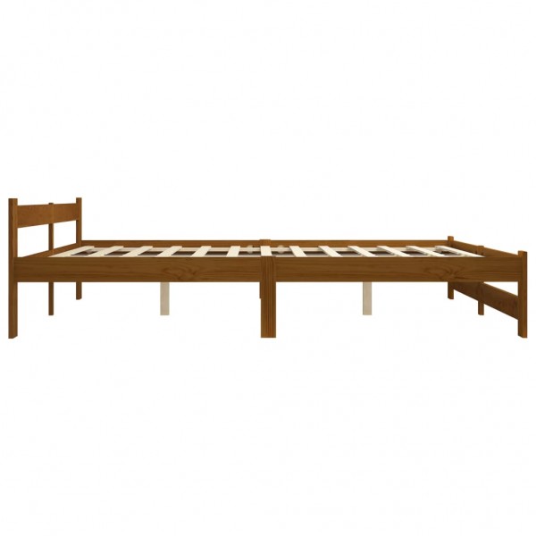 Estructura de cama madera maciza pino marrón miel 200x200 cm M 4