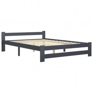 Estructura de cama madera maciza de pino gris oscuro 140x200 cm H