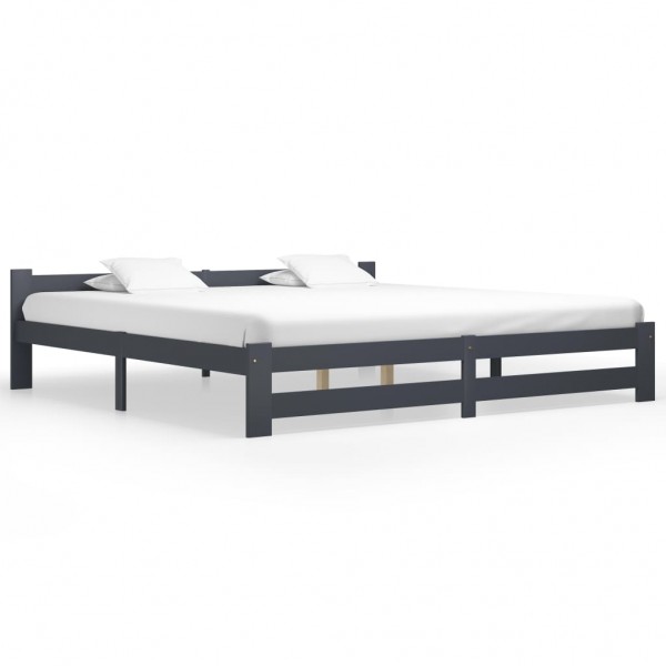Estructura de cama madera maciza de pino gris oscuro 200x200 cm D
