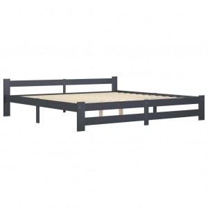 Estrutura de cama 200x200 cm pinho maciço cinzento-escuro H