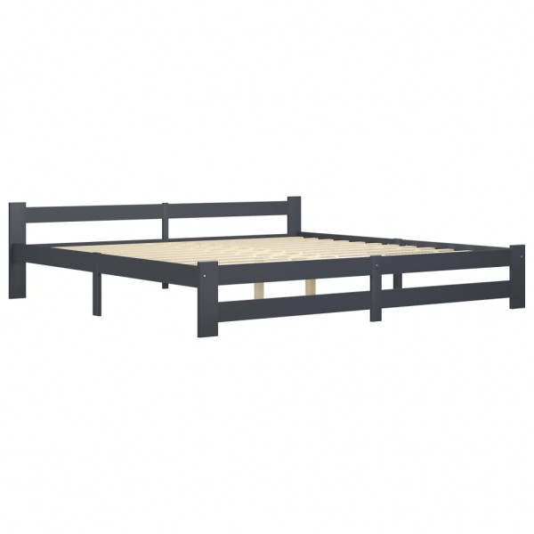 Estructura de cama madera maciza de pino gris oscuro 200x200 cm M 3