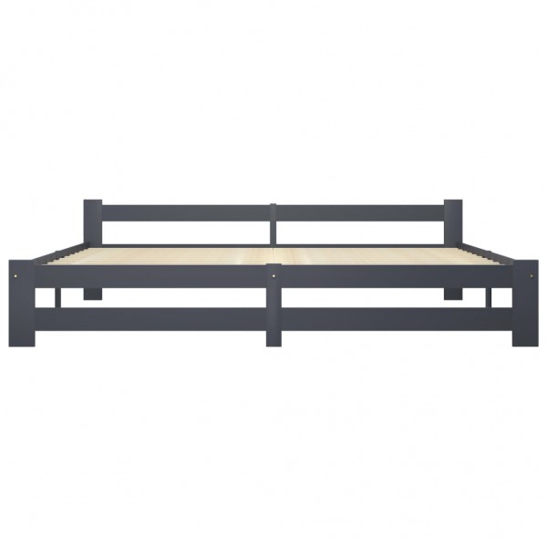 Estructura de cama madera maciza de pino gris oscuro 200x200 cm M 4