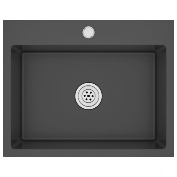 Fregadero hecho a mano de acero inoxidable negro M 2