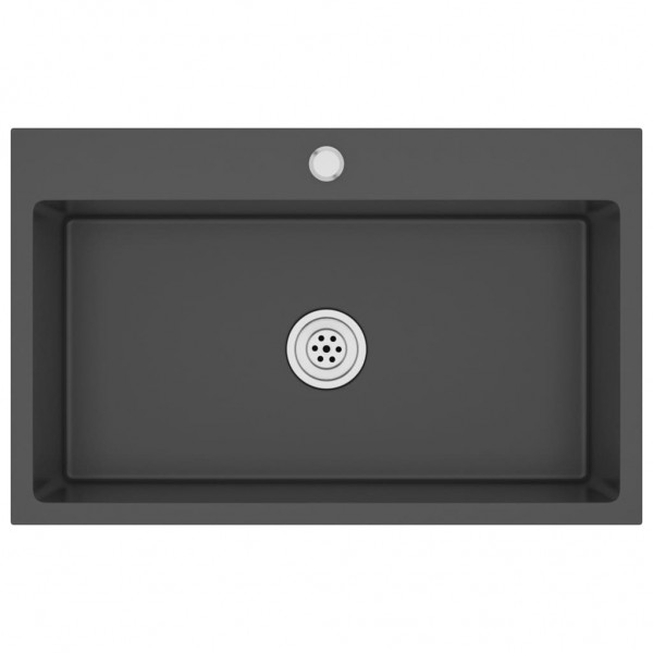 Fregadero hecho a mano acero inoxidable negro M 2