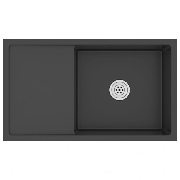 Fregadero hecho a mano de acero inoxidable negro D