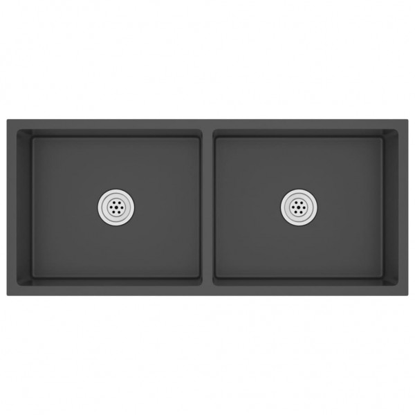 Fregadero hecho a mano acero inoxidable negro M 2