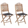 Cadeiras de jardim dobráveis c/ almofadões 2 pcs bambu 1
