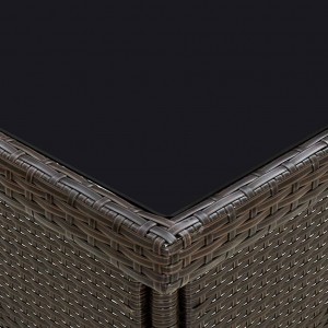 Mesa de jantar para exterior vime PE e vidro castanho H