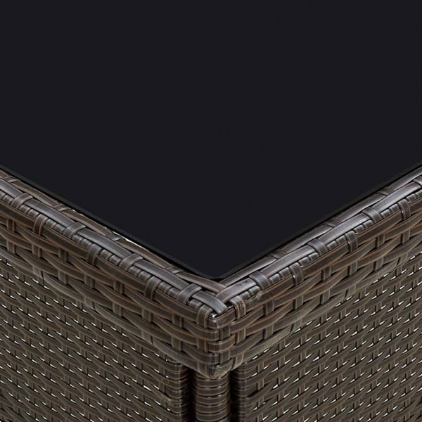 Mesa de jantar para exterior vime PE e vidro castanho M 2