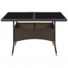 Mesa de jantar para exterior vime PE e vidro castanho 4