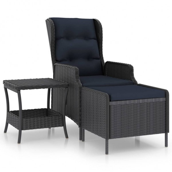 2 pcs conj. lounge jardim c/ almofadões vime PE cinzento-escuro D