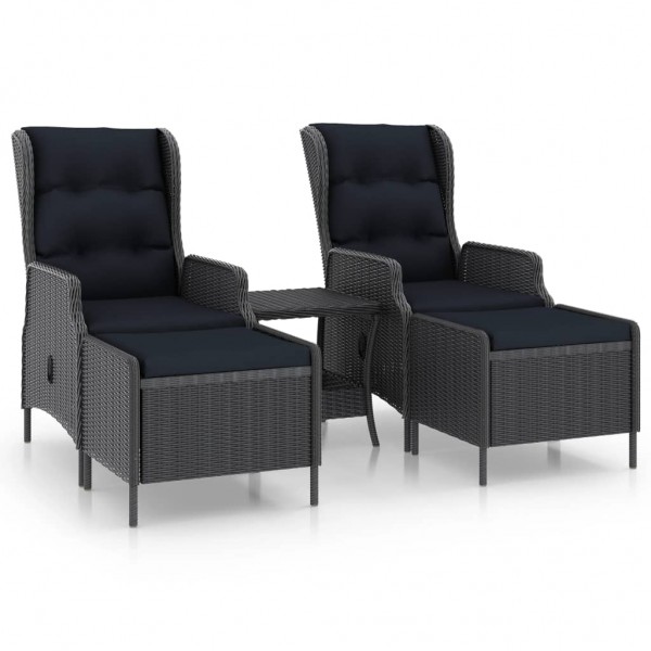 Set muebles jardín 3 pzas ratán sintético gris oscuro y cojines D
