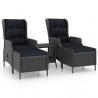Set muebles jardín 3 pzas ratán sintético gris oscuro y cojines 1