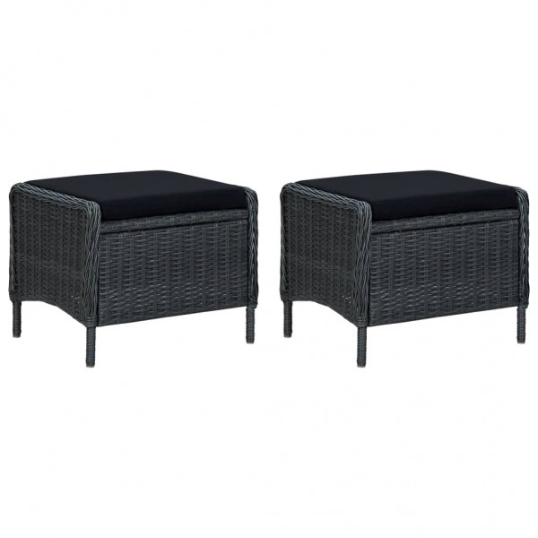 3 pcs conj. lounge jardim c/ almofadões vime PE cinzento-escuro M 2