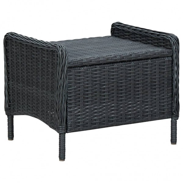 3 pcs conj. lounge jardim c/ almofadões vime PE cinzento-escuro M 4