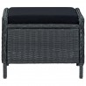 3 pcs conj. lounge jardim c/ almofadões vime PE cinzento-escuro 5