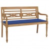 Banco Batavia madera maciza de teca con cojín azul royal 120 cm 1