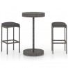 3 pcs conjunto de bar p/ jardim c/ almofadões vime PE cinzento 1