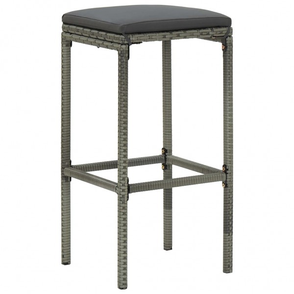 Set muebles bar jardín 5 piezas y cojines ratán sintético gris M 3