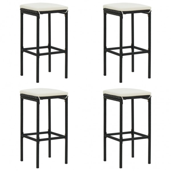 Set muebles bar jardín 5 piezas y cojines ratán sintético negro M 2