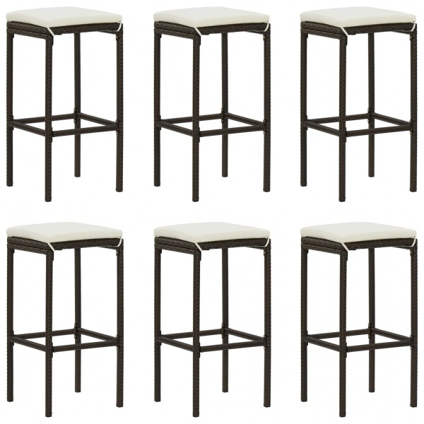 7 pcs conjunto de bar p/ jardim com almofadões vime PE castanho M 2