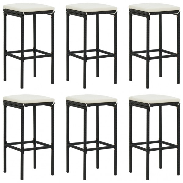 Set muebles bar jardín 7 piezas y cojines ratán sintético negro M 2