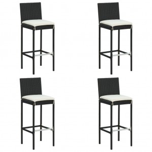 5 pcs conjunto de bar p/ exterior c/ almofadões vime PE preto H