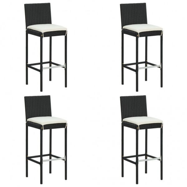 Set muebles bar jardín 5 piezas y cojines ratán sintético negro M 2
