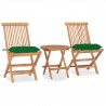 Set comedor de jardín plegable 3 piezas madera de teca cojines 1