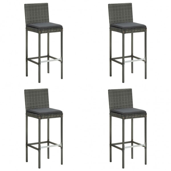 Set muebles bar jardín 5 piezas y cojines ratán sintético gris M 2