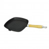 Sartén parrilla de hierro fundido con mango de madera 20x20 cm 2