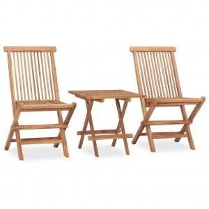 Set comedor de jardín plegable 3 piezas madera de teca cojines H