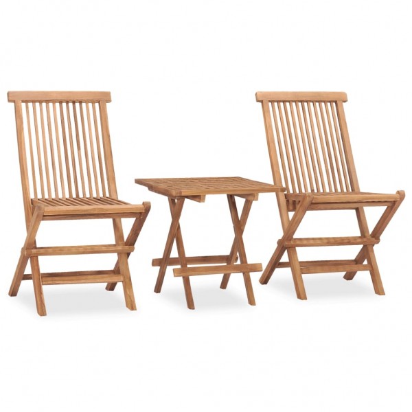 Set comedor de jardín plegable 3 piezas madera de teca cojines M 2