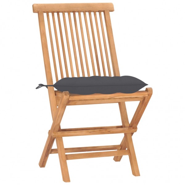 Set comedor de jardín plegable 3 piezas madera de teca cojines M 3