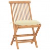 Set comedor de jardín plegable 3 piezas madera de teca cojines 3